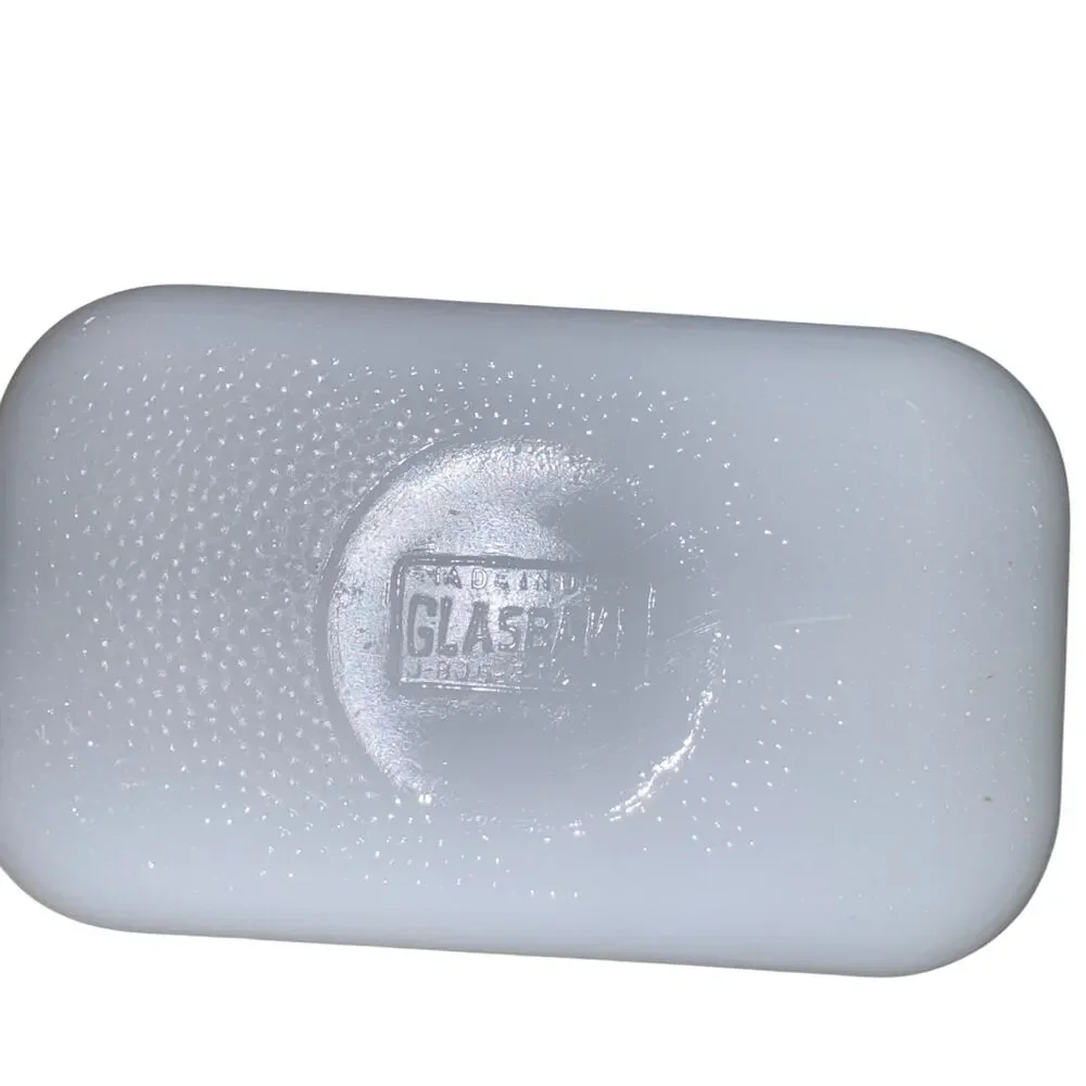 VNTG‎ Glasbake J-305 White Milk Glass Set 3 Covered Loaf Dishes Wicker Basket
